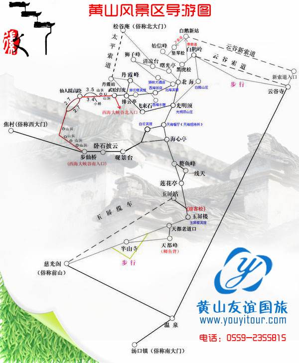黃山旅游一日游登山導(dǎo)游圖