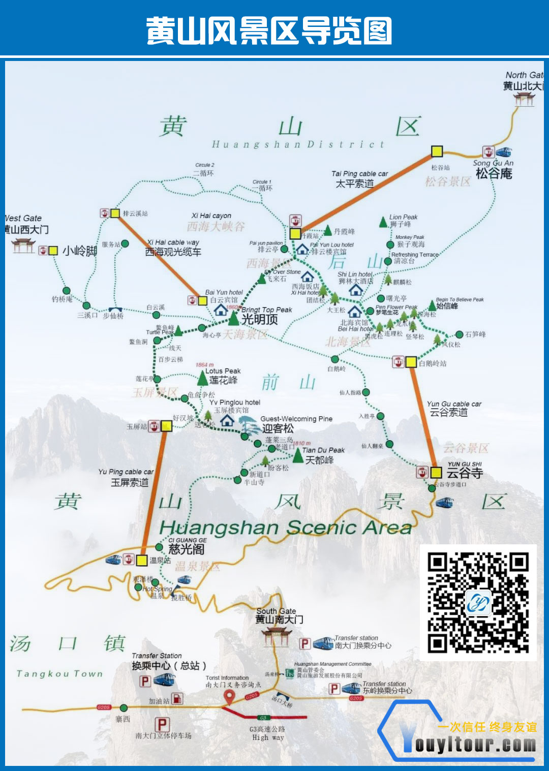 一條攻略玩轉(zhuǎn)黃山-黃山風(fēng)景區(qū)導(dǎo)游圖